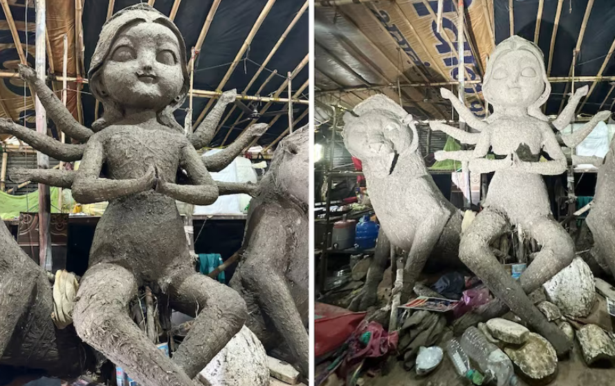 नवरात्र से पहले दुर्गा प्रतिमा कारखाने पर छापा